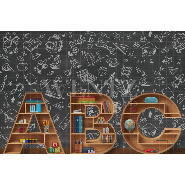 Photography Background in Fabric ABC School / Backdrop 2515