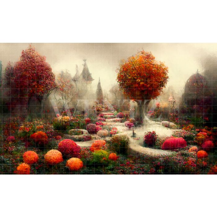 Photography Background in Fabric Autumn Fairy Tale Garden / Backdrop 2522