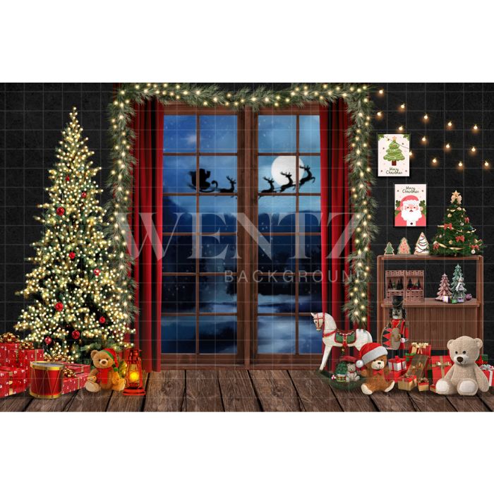 Photography Background in Fabric Christmas Room with Toys/ Backdrop 2532