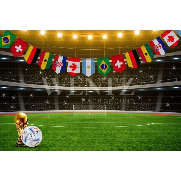 Photography Background in Fabric Stadium with Flags World Cup Soccer / Backdrop 2535