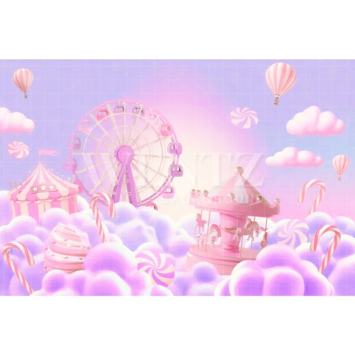 Photography Background in Fabric Candy Amusement Park / Backdrop 2550
