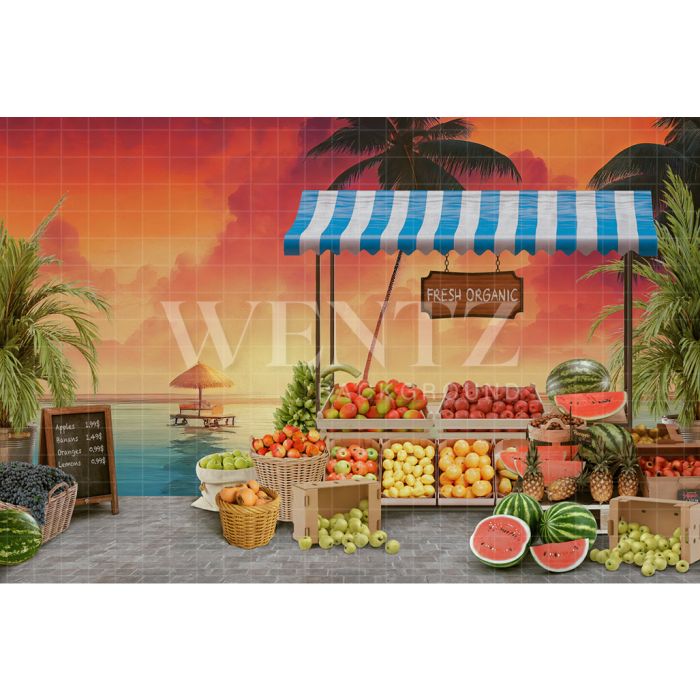 Photography Background in Fabric Tropical Fruit Stand / Backdrop 2552