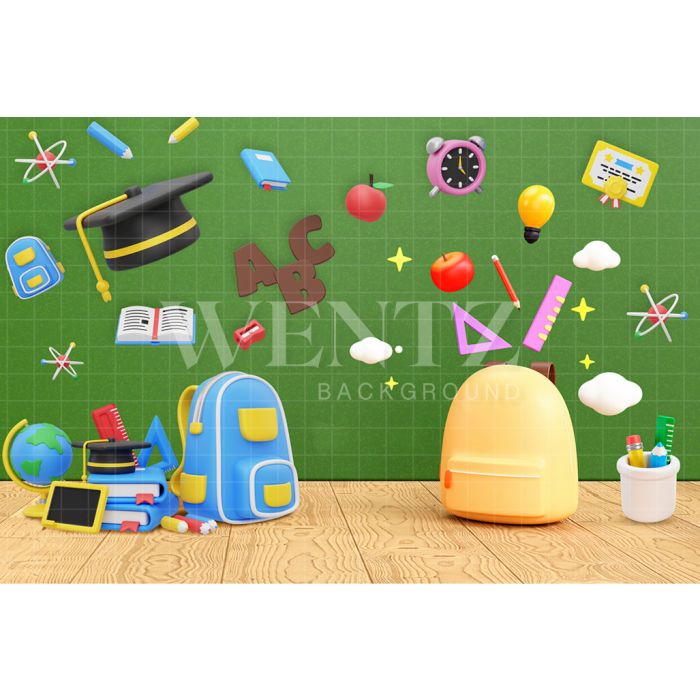 Photography Background in Fabric Back to School ABC / Backdrop 2560