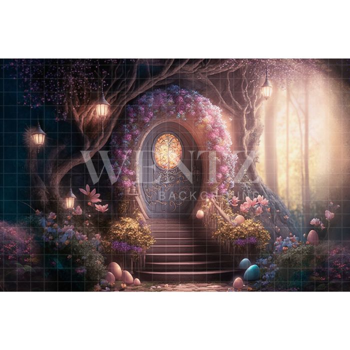 Photography Background in Fabric Easter in the Forest House / Backdrop 2580
