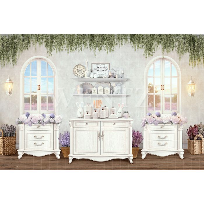 Photography Background in Fabric Easter Kitchen / Backdrop 2589