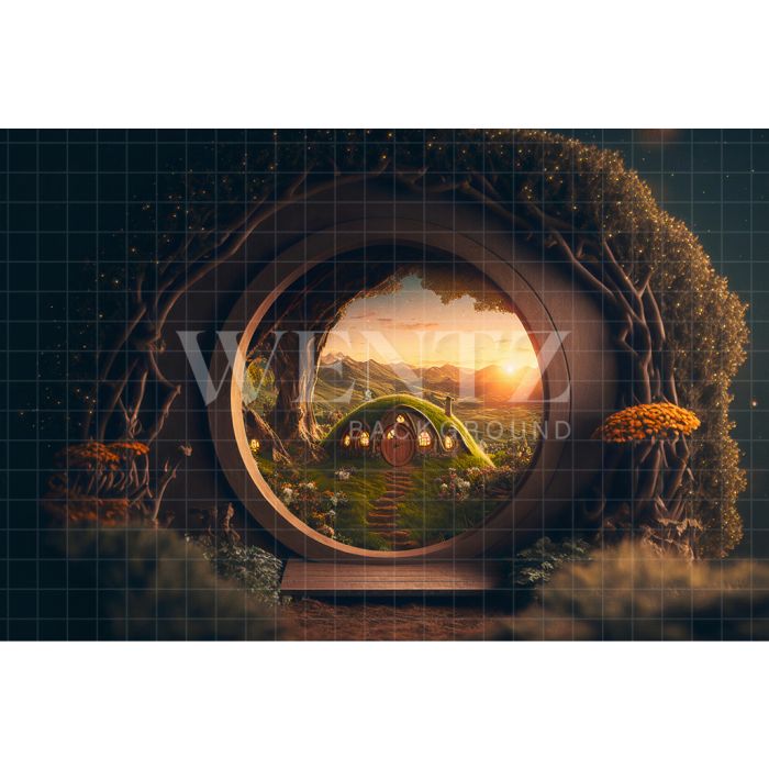 Photography Background in Fabric Hobbit Village / Backdrop 2620