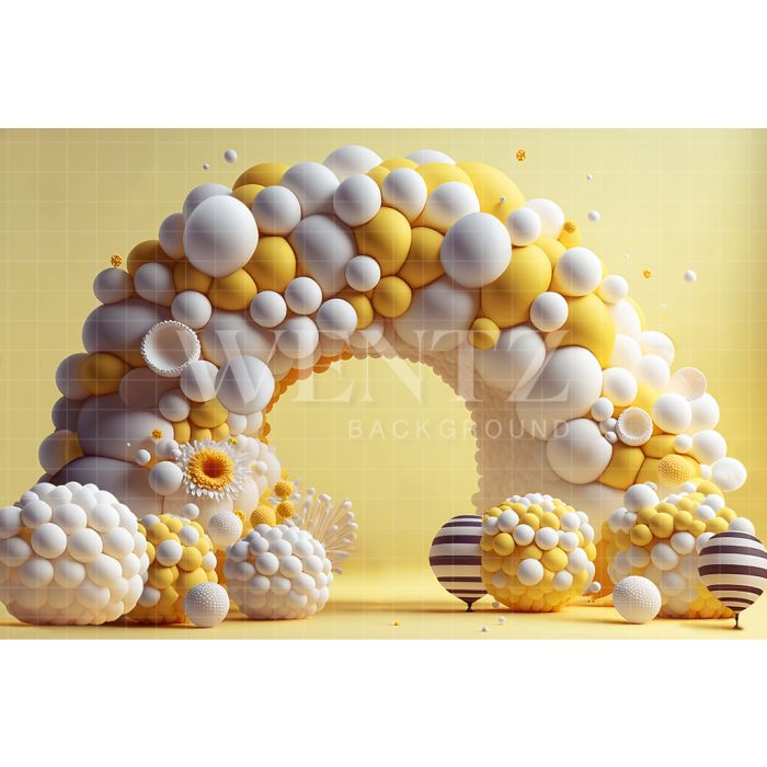 Photography Background in Fabric Cake Smash White and Yellow / Backdrop 2641
