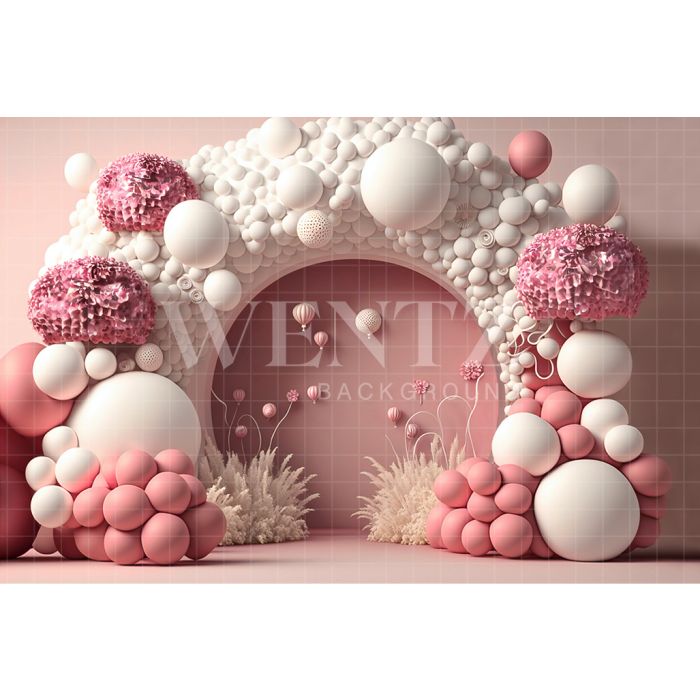 Photography Background in Fabric Cake Smash Pink and White / Backdrop 2644