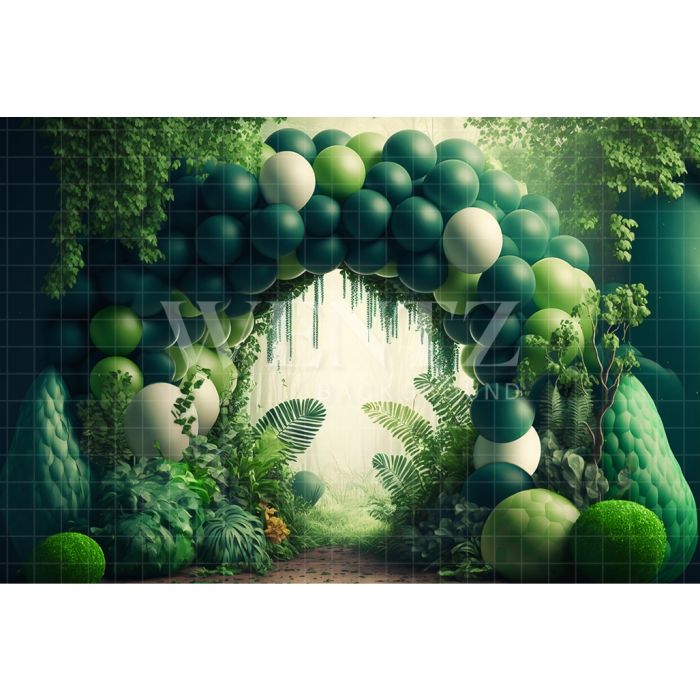 Photography Background in Fabric Cake Smash Tropical Forest / Backdrop 2658