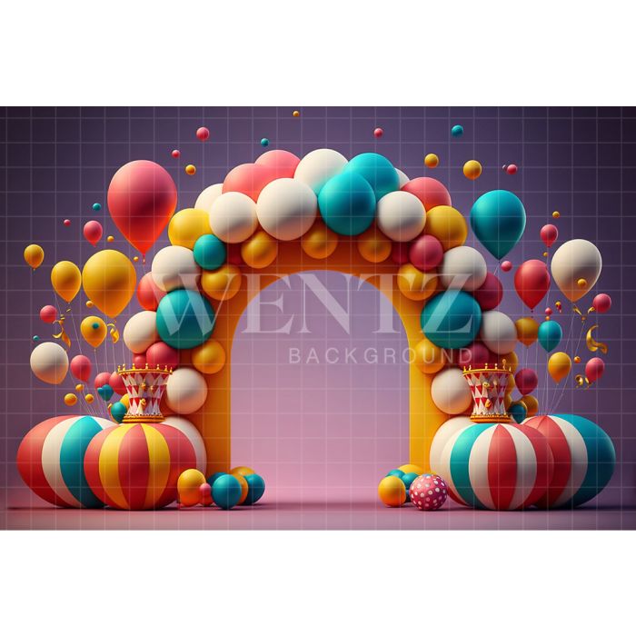 Photography Background in Fabric Cake Smash Circus with Balloons / Backdrop 2670