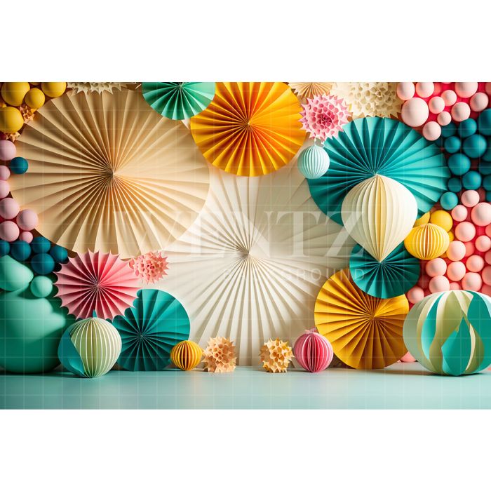 Photography Background in Fabric Colorful Scenery with Balloons / Backdrop 2671