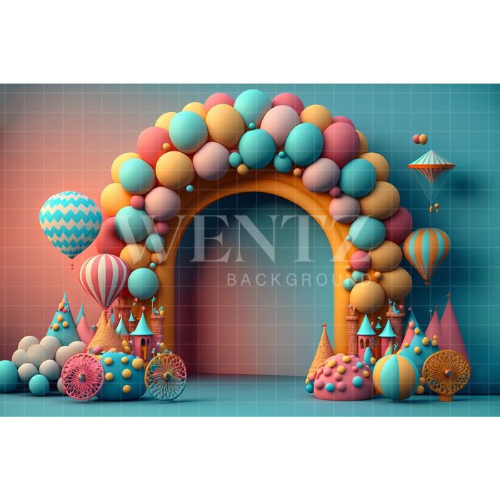 Photography Background in Fabric Cake Smash Colorful Circus / Backdrop 2673