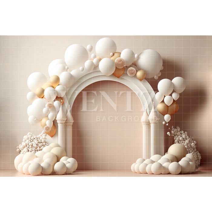 Photography Background in Fabric Cake Smash White and Golden / Backdrop 2676