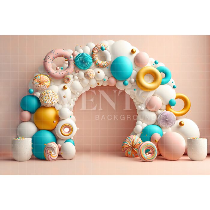 Photography Background in Fabric Cake Smash Donuts / Backdrop 2681