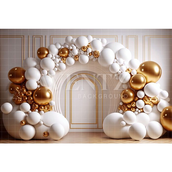 Photography Background in Fabric Cake Smash White and Golden / Backdrop 2689