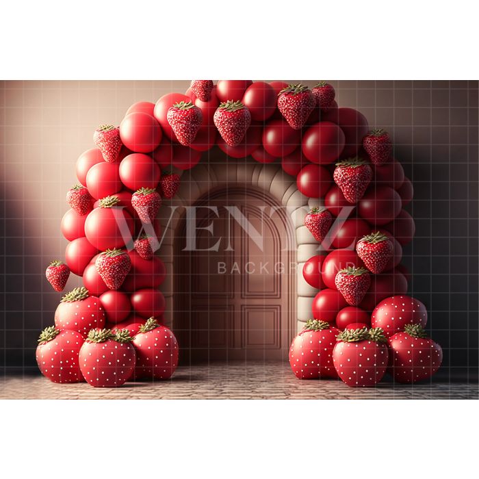 Photography Background in Fabric Cake Smash Strawberries / Backdrop 2691
