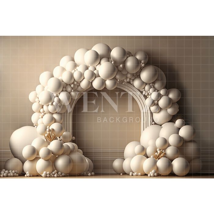 Photography Background in Fabric Cake Smash Arch with White Balloons / Backdrop 2694