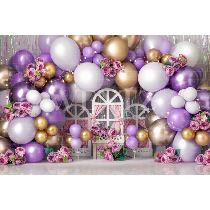 Photography Background in Fabric Cake Smash Lilac and White / Backdrop 2702