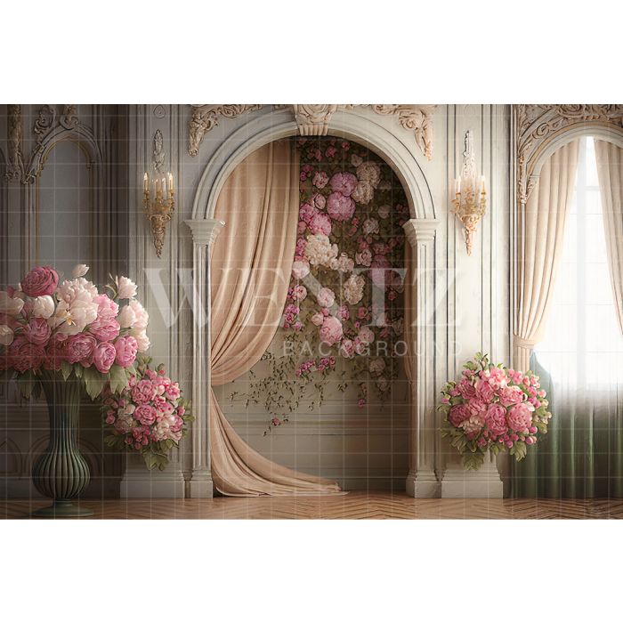 Photography Background in Fabric Mother's Day Flowery Room / Backdrop 2717