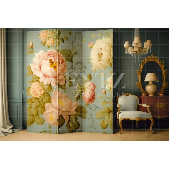 Photography Background in Fabric Mother's Day Scenery with Dressing Screen / Backdrop 2754