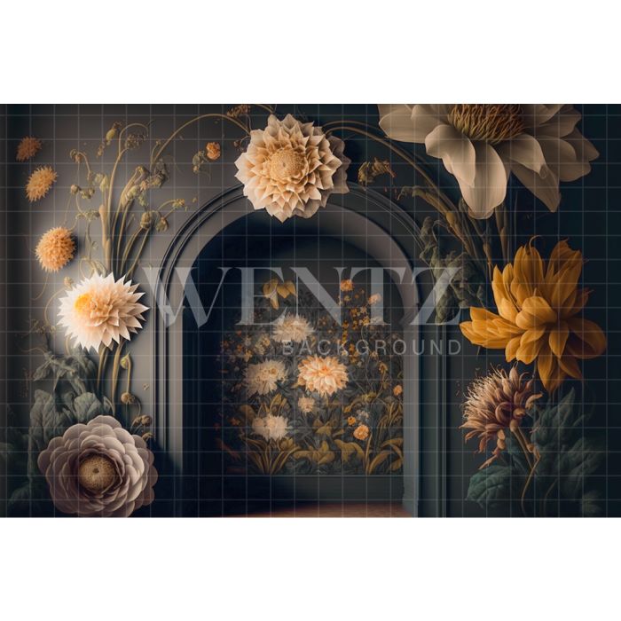 Photography Background in Fabric Scenery Arch with Flowers / Backdrop 2769