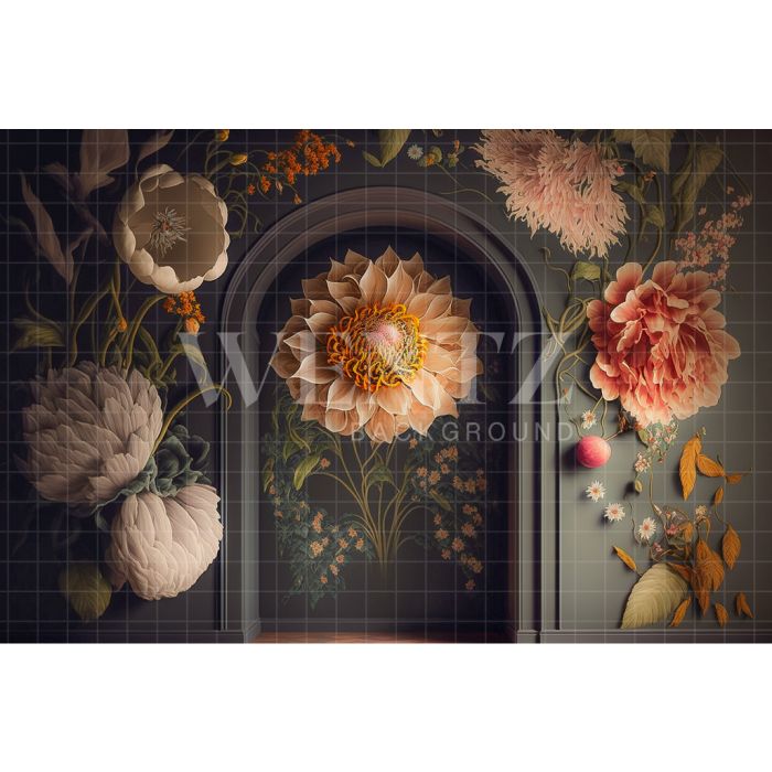 Photography Background in Fabric Scenery Arch with Flowers / Backdrop 2770