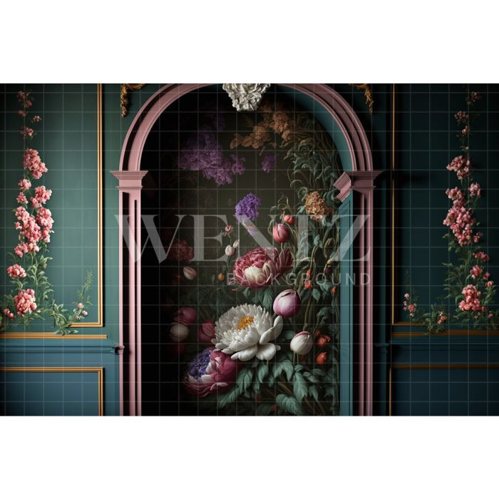 Photography Background in Fabric Scenery Arch with Flowers / Backdrop 2782