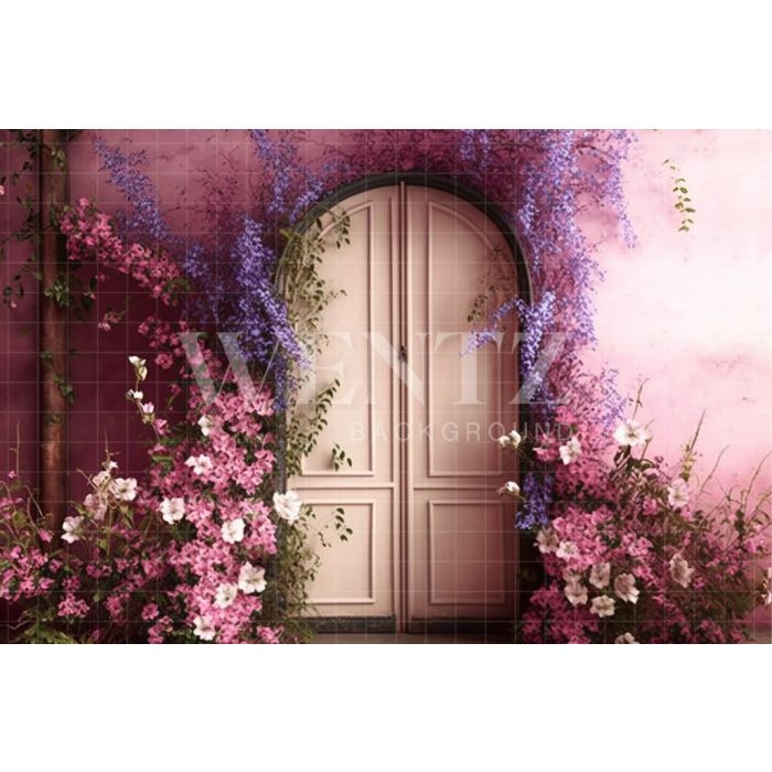 Photography Background in Fabric Pink Scenery with Flowers / Backdrop 2815