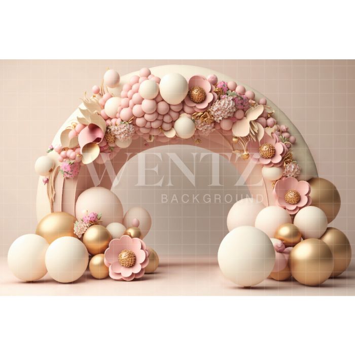 Photography Background in Fabric Cake Smash Pink and Gold / Backdrop 2901