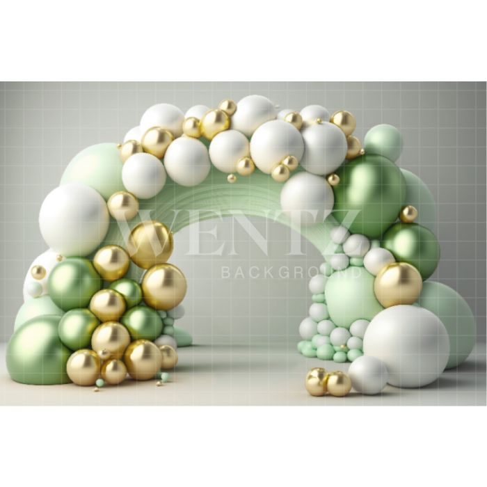 Photography Background in Fabric Cake Smash Green and Gold / Backdrop 2903