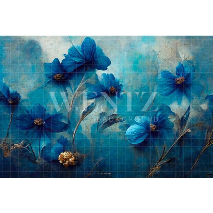 Photography Background in Fabric Blue Floral / Backdrop 2911