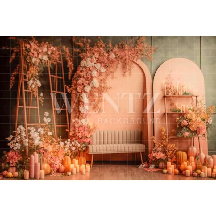 Photography Background in Fabric Fall Scenery with Flowers / Backdrop 2940