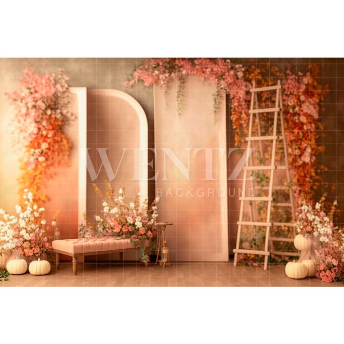 Photography Background in Fabric Fall Scenery with Flowers / Backdrop 2941