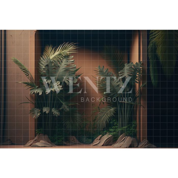 Photography Background in Fabric Nature Brown Scenery with Plants / Backdrop 2962