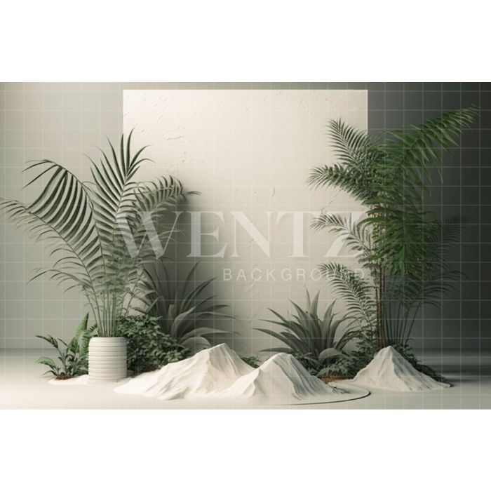 Photography Background in Fabric Nature White Scenery with Plants / Backdrop 2965