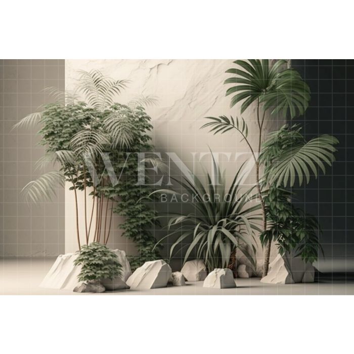 Photography Background in Fabric Nature White Scenery with Plants / Backdrop 2966