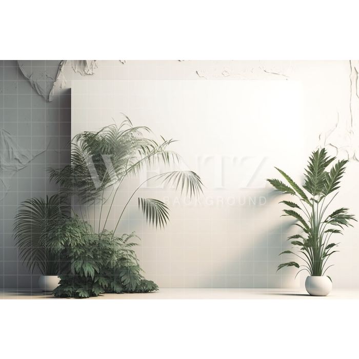 Photography Background in Fabric Nature White Scenery with Plants / Backdrop 2969