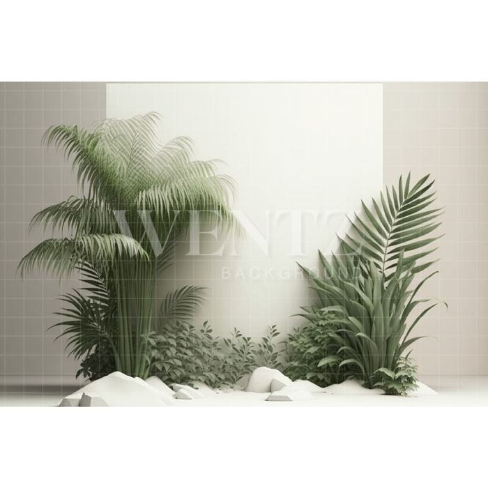 Photography Background in Fabric Nature White Scenery with Plants / Backdrop 2970