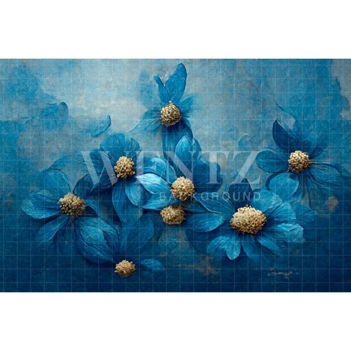 Photography Background in Fabric Blue Floral / Backdrop 2983
