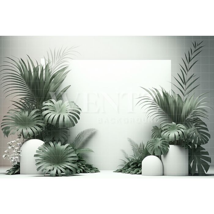 Photography Background in Fabric Nature White Scenery with Plants / Backdrop 2984