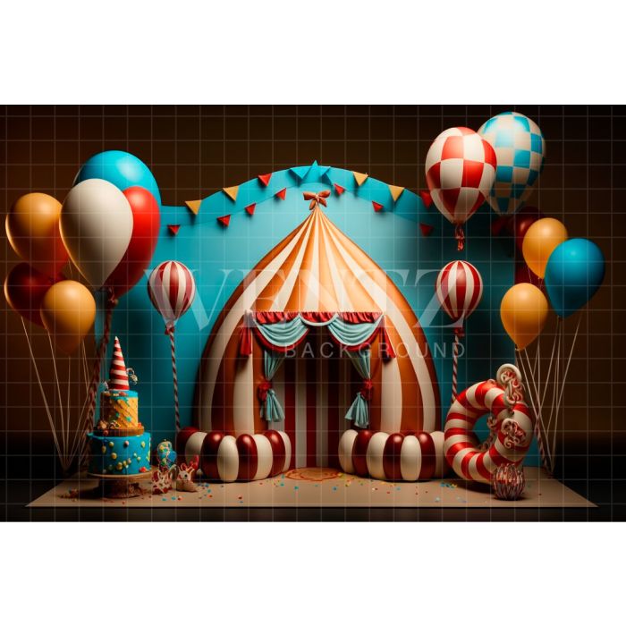 Photography Background in Fabric Circus with Balloons / Backdrop 2988