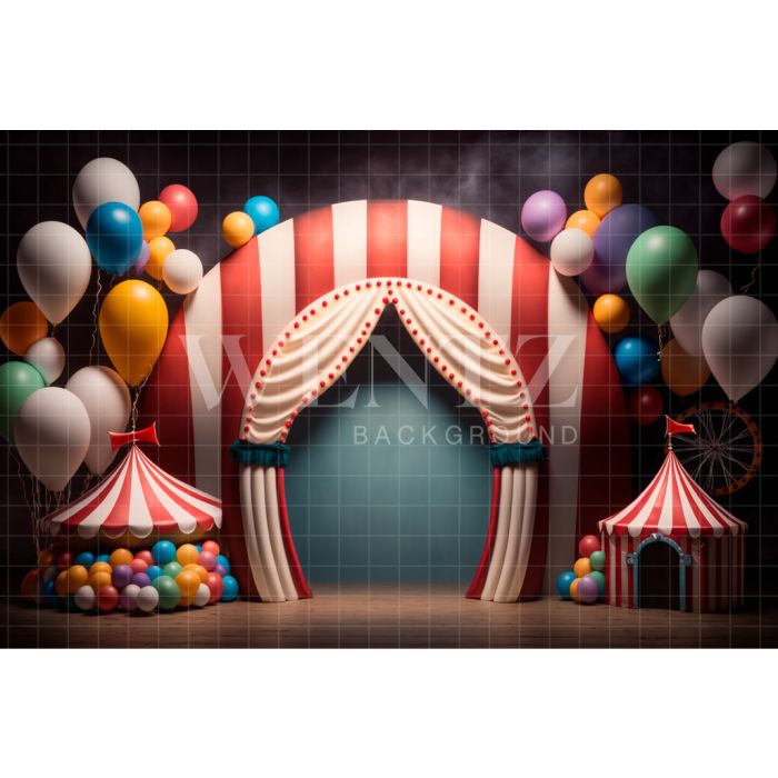 Photography Background in Fabric Circus with Balloons / Backdrop 2989