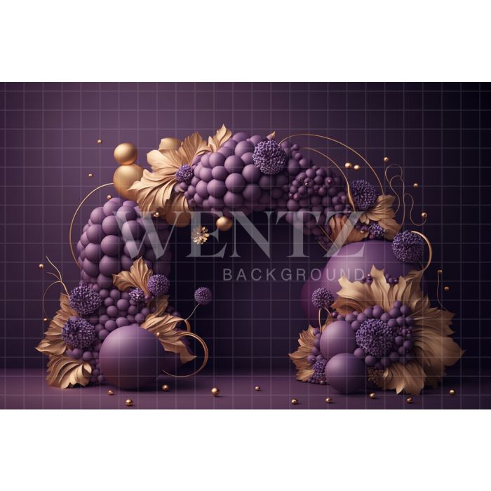 Photography Background in Fabric Cake Smash Purple and Gold / Backdrop 3012