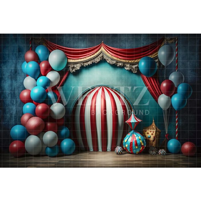 Photography Background in Fabric Cake Smash Circus with Balloons / Backdrop 3017