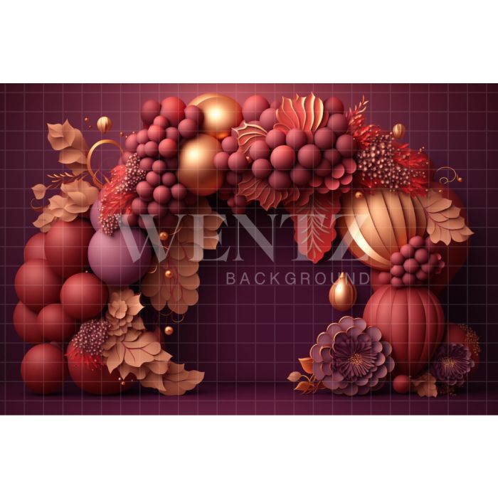 Photography Background in Fabric Cake Smash Red and Gold / Backdrop 3041