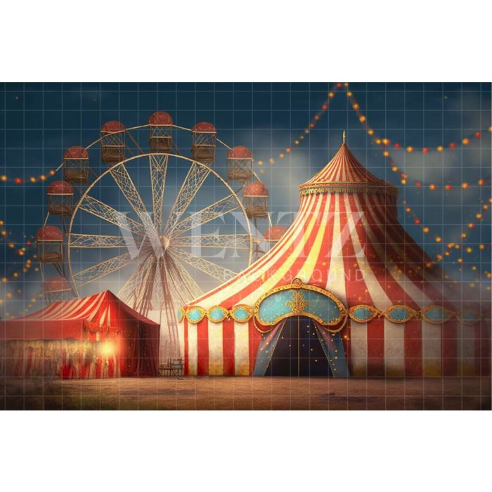 Photography Background in Fabric Circus Tent and Ferris Wheel / Backdrop 3059