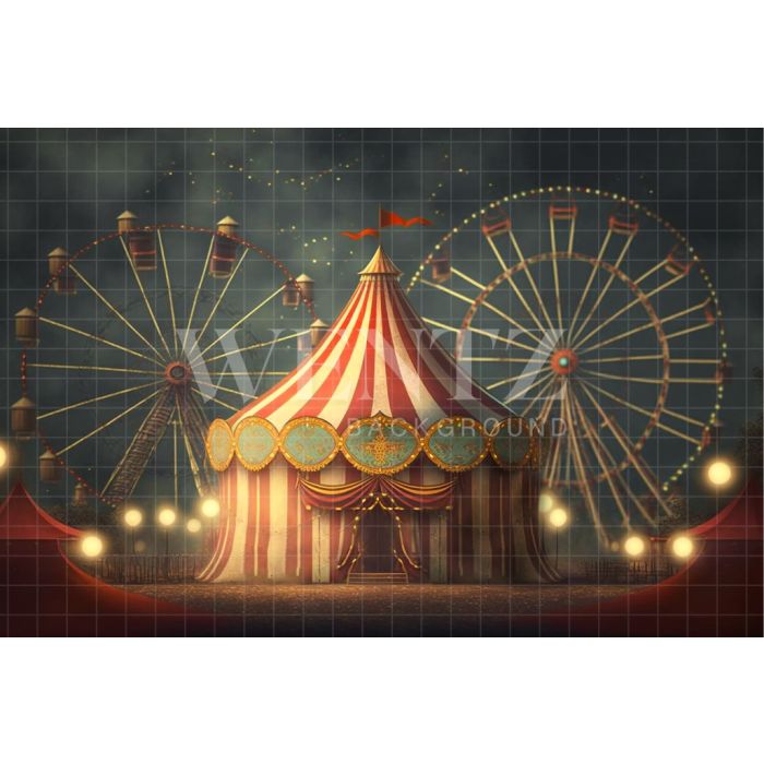 Photography Background in Fabric Circus Tent and Ferris Wheel / Backdrop 3060