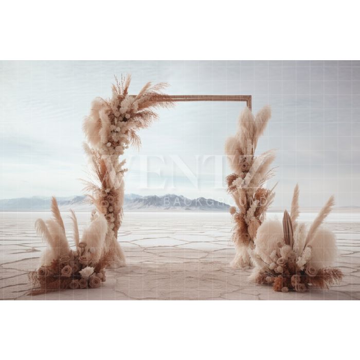 Photography Background in Fabric Boho Scenery with Arch and Pampas Grass / Backdrop 3073