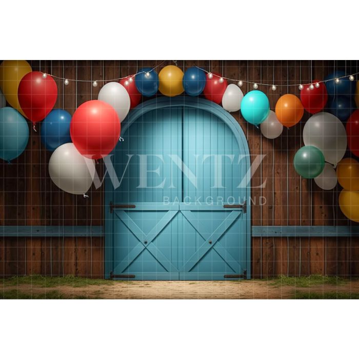 Photography Background in Fabric Cake Smash Candy Blue Door / Backdrop 3120