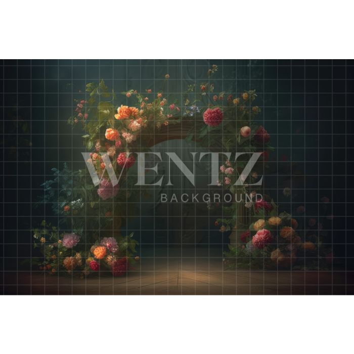 Photography Background in Fabric Arch with Flowers / Backdrop 3155